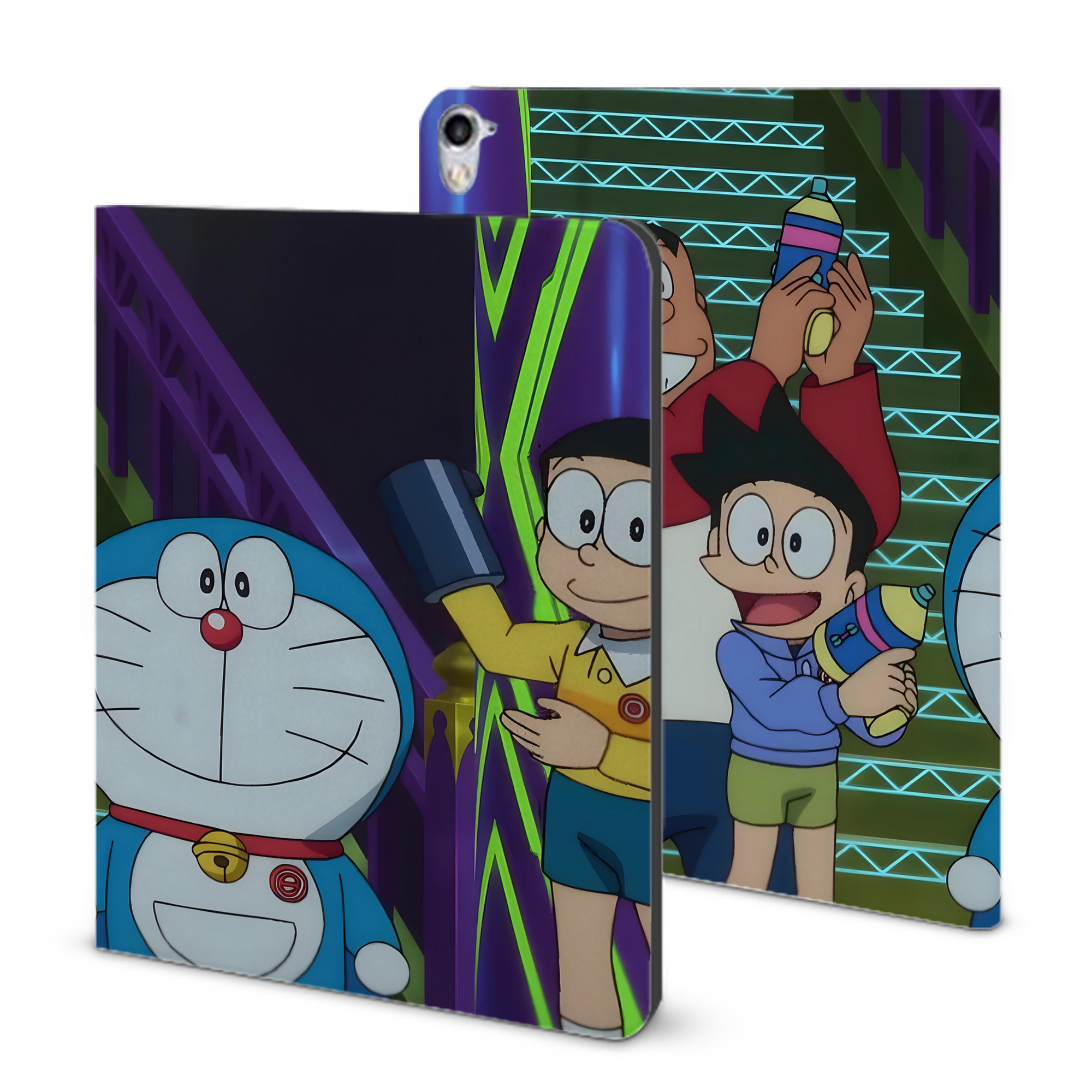 （画像用） ドラえもん Doraemon IPad ケース ブック型 PUレザー TPU 耐衝撃 軽量 薄型 ペン収納なし 全面保護 IPad 各モデル対応